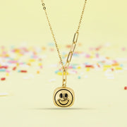 Golden Smiley Charm Necklace