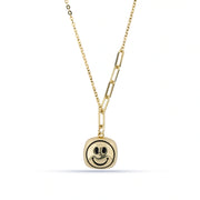 Golden Smiley Charm Necklace