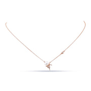 The Dancing Girl Pendant with CZ & Pearl Necklace - Rose Gold