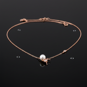 The Dancing Girl Pendant with CZ & Pearl Necklace - Rose Gold