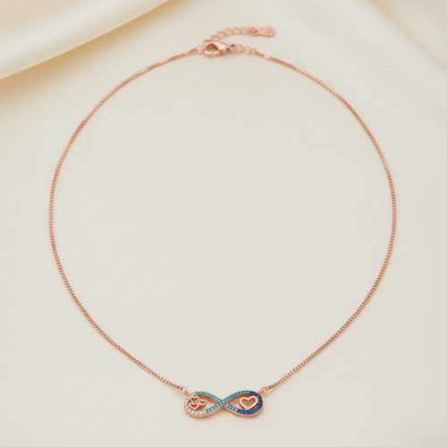 Rose Gold Silver Infinity Heart Necklace - Premium Jewellery