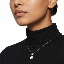 Rose Gold Compass Medallion 925 Silver Necklace