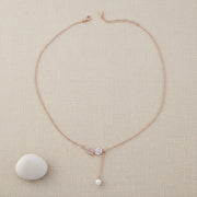 Rose Leaf Pearl Drop Necklace