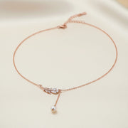 Rose Leaf Pearl Drop Necklace