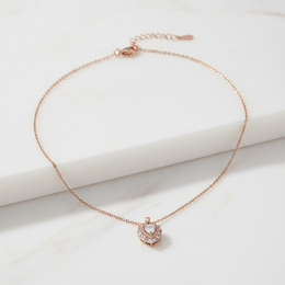 Heart Halo Necklace – Rose Gold Plated 925 Sterling Silver