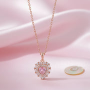 Blush Heart Halo Necklace