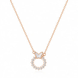 Rose Butterfly Halo Necklace