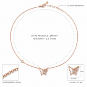 Rose Butterfly Crystal Necklace