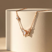 Rose Butterfly Crystal Necklace