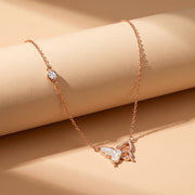 Rose Butterfly Crystal Necklace