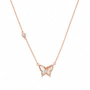 Rose Butterfly Crystal Necklace