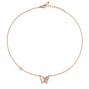 Rose Butterfly Crystal Necklace