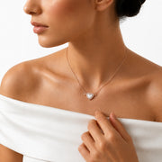 Rose gold love heart necklace with crystal halo pendant and elegant chain for women
