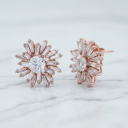 Baguette Stone Earrings - Starburst Rose Gold Studs