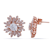 Baguette Stone Earrings - Starburst Rose Gold Studs
