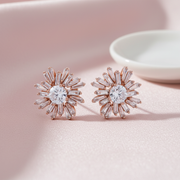 Baguette Stone Earrings - Starburst Rose Gold Studs