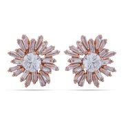 Baguette Stone Earrings - Starburst Rose Gold Studs