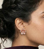 Rose gold blossom crystal earrings with floral design and sparkling stones for women
