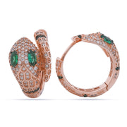 Serpent Embrace Hoop Earrings | Rose Gold Vermeil & Emerald