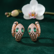Serpent Embrace Hoop Earrings | Rose Gold Vermeil & Emerald