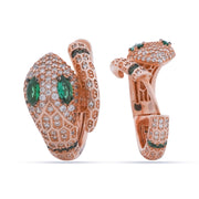 Serpent Embrace Hoop Earrings | Rose Gold Vermeil & Emerald