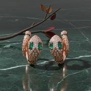 Serpent Embrace Hoop Earrings | Rose Gold Vermeil & Emerald