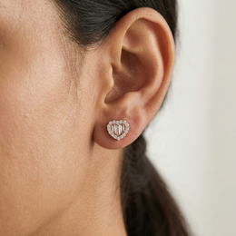 Rose Gold Vermeil Heart Stud Earrings - 925 Silver