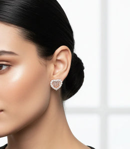 Rose Gold Vermeil Heart Stud Earrings   925 Silver