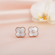 Rose Clover Pearl Studs