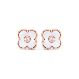 Rose Clover Pearl Studs
