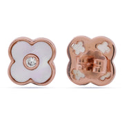 Rose Gold Sterling Silver Clover Mother-of-Pearl Studs