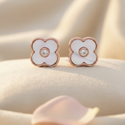 Rose Gold Sterling Silver Clover Mother-of-Pearl Studs