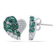 Radiant Emerald Heart Stud 925 Sterling Silver Jewellery