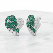 Radiant Emerald Heart Stud 925 Sterling Silver Jewellery