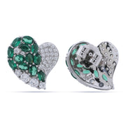 Radiant Emerald Heart Stud 925 Sterling Silver Jewellery