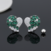 Radiant Emerald Heart Stud 925 Sterling Silver Jewellery