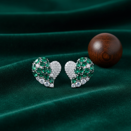 Radiant Emerald Heart Stud 925 Sterling Silver Jewellery
