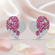 Devotion Heart Studs - 925 Sterling Silver & Ruby Zircon