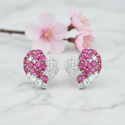 Devotion Heart Studs - 925 Sterling Silver & Ruby Zircon
