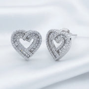 Crystal Heart Halo Studs