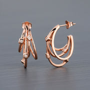 Rose Gold Crystal Cascade Earrings