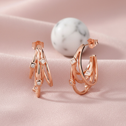 Cascade Diamond-Cut Hoop Earrings | 925 Silver