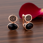 Rose Gold Vermeil Oval Drop Earrings - 925 Silver