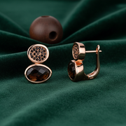 Rose Gold Vermeil Oval Drop Earrings - 925 Silver