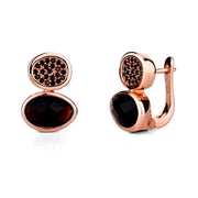 Rose Gold Vermeil Oval Drop Earrings - 925 Silver