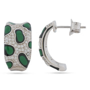 Verdant Jaguar Pavé 925 Sterling Silver Hoop Earrings