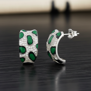 Verdant Jaguar Pavé 925 Sterling Silver Hoop Earrings