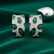 Verdant Jaguar Pavé 925 Sterling Silver Hoop Earrings