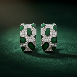 Verdant Jaguar Pavé 925 Sterling Silver Hoop Earrings