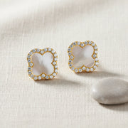 Pearl Clover Halo Studs
